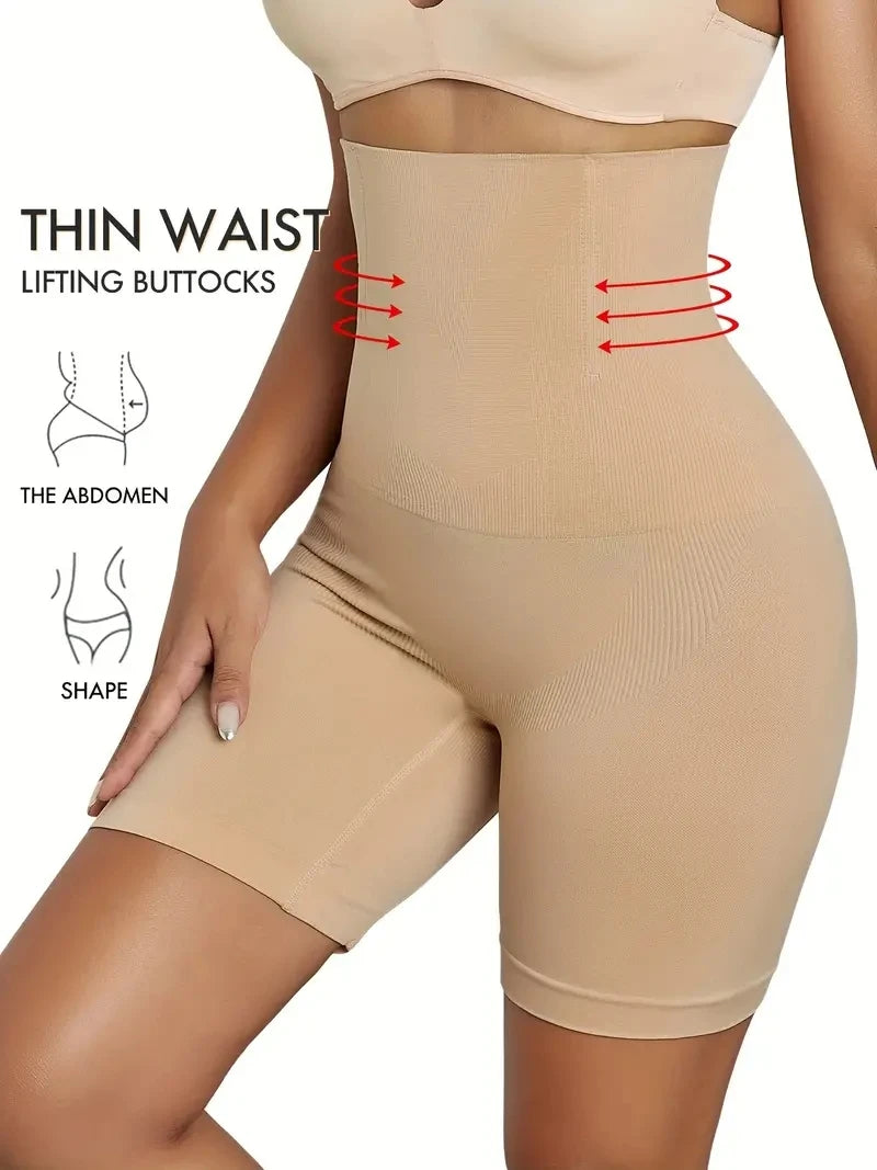 Thigh Beige High Waist Shaping Control Panties – Tummy Control & Butt Lifting Shapewear Shorts