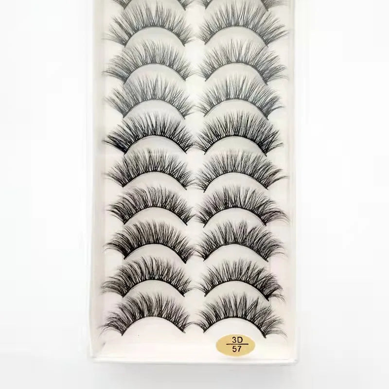 NEW 5/10 pairs long Natural Mink False Eyelashes Cross Dense Handmade Cotton Stalk Eye Lashes Makeup Mink Fake Eyelashes 54 Hot