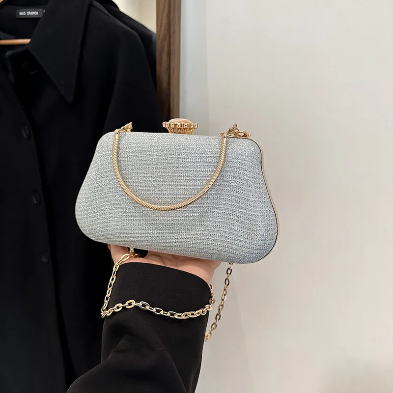 Luxury High Design Women Evening Bag Brand Party Banquet Glitter Bag For Ladies Wedding Clutch Handbag Shoulder Bag Chain Bolsas