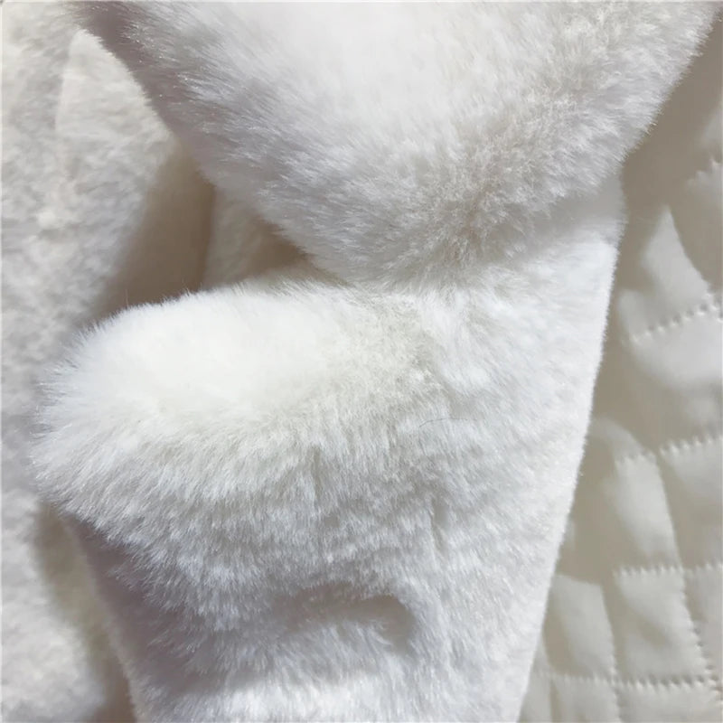 New 2023 Women Autumn Winter Casual Thickened Faux Fur Coat Furry Warm Fur Outerwear Loose Faux Rabbit Fur Long Jacket