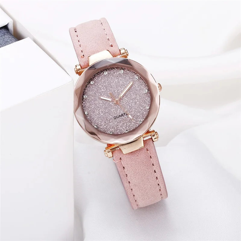 WOKAI high quality fashion casual ladies strap Quartz watch Student girl glow-in-the-dark waterproof clock retro