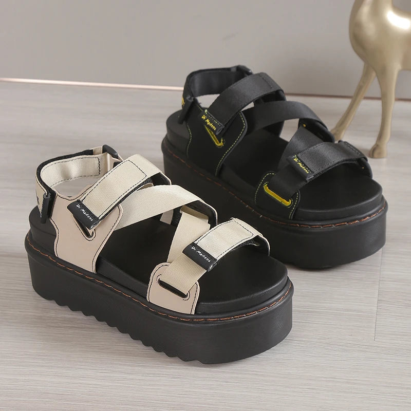 High Quality Ladies Shoes Buckle Strap Women's Sandals Party Sandals Women Round Toe Shoe Female Platform Sandal shark sandals