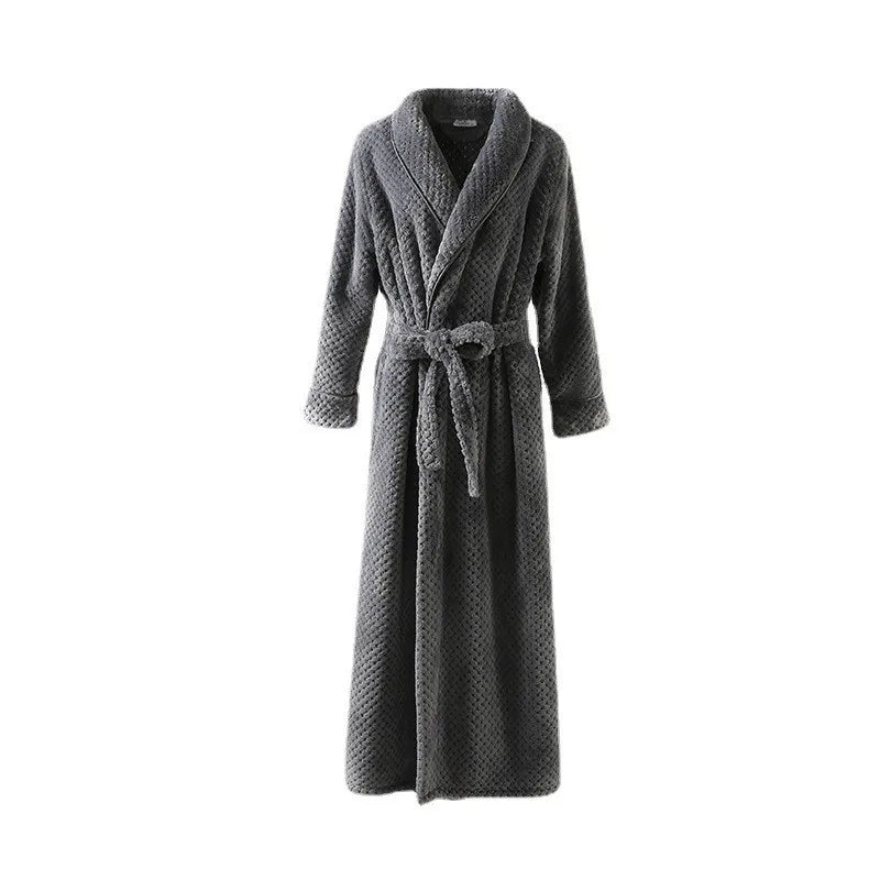 Autumn Winter Ladies Nightgown Warm Coral Velvet Long Style European American Women's Flannel Bathrobe Plus-down Thickening