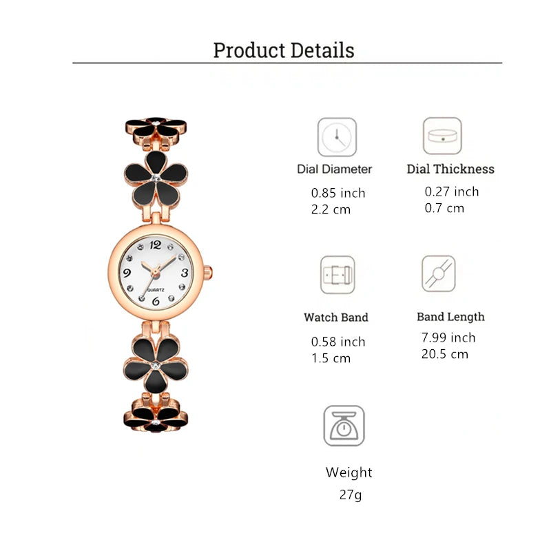 sweet flower style rhinestone quartz women bracelet watch