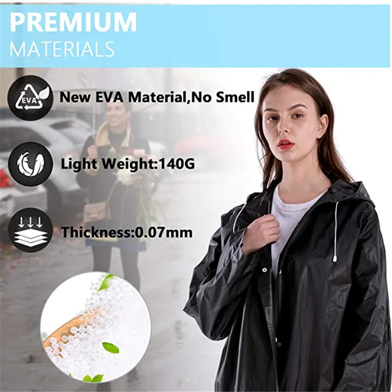 EVA Long Raincoat Unisex Male Women Rain Coats Poncho Suit Jacket Tourist Bike Ladies Running Hooded Hiking Rainwears Waterproof