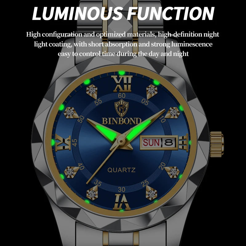 BINBONG New Women Watches Luxury Fashion Ladies Quartz Watch Waterproof Luminous Date Stainless Stain Wristwatch Girlfriend Gift