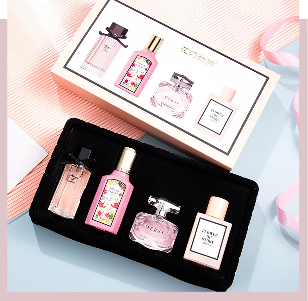 Floral Scent Gift Box 110ml Four Piece Set Women Perfume Pheromone Eau De Parfum Men Cologne Perfumes De Mujer Lasting Fragrance