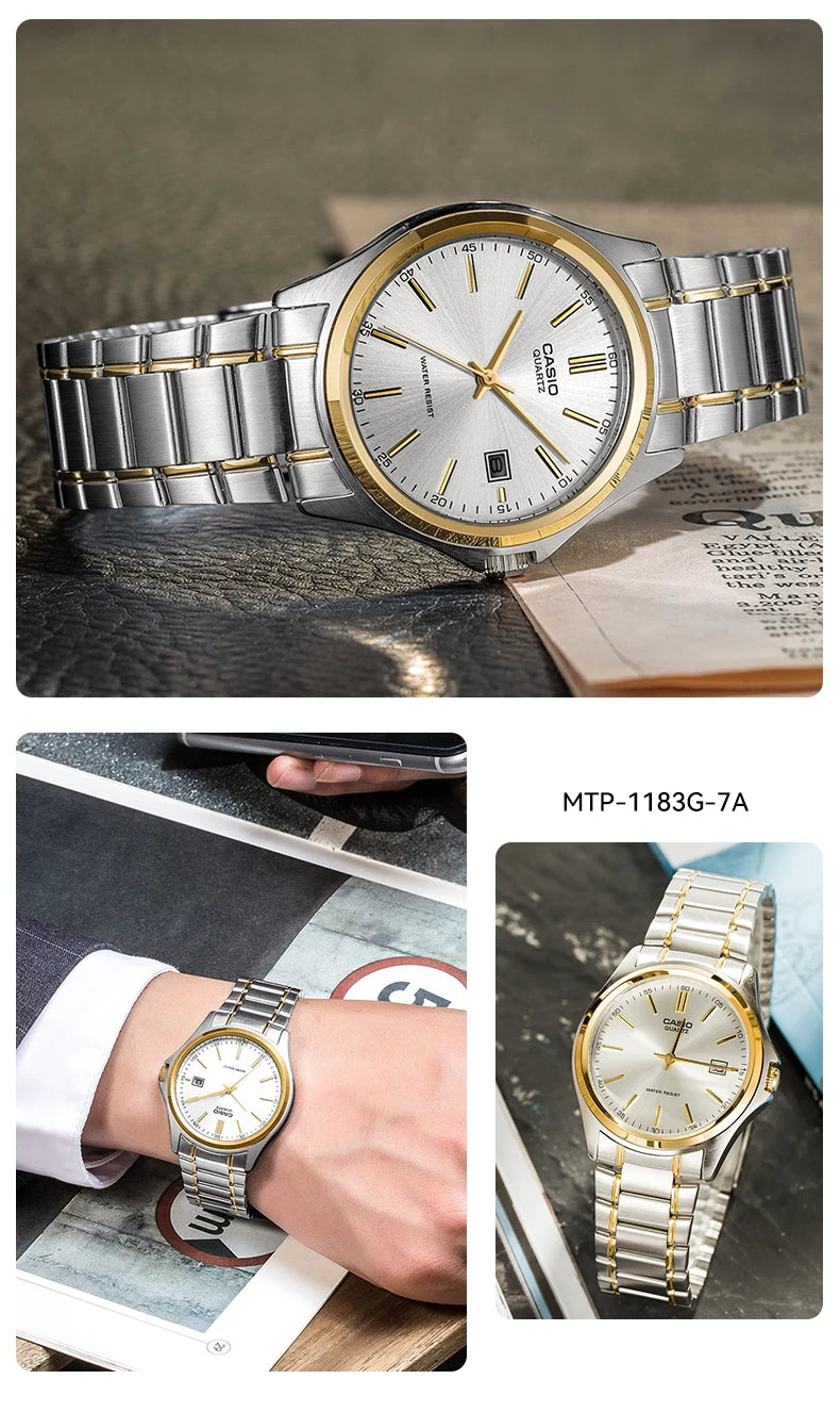 Casio MTP-1183A Women Watch Steel Belt Leather Leisure High Luxury Business Date Simple Diamond Face Quartz Watch Men Watch