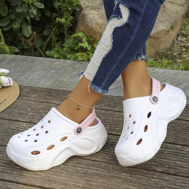 Mix Color Chunky Platform Clogs for Women Summer 2024 Soft Thick Bottom Beach Sandals Shoes Woman Non Slip Eva Wedges Slippers