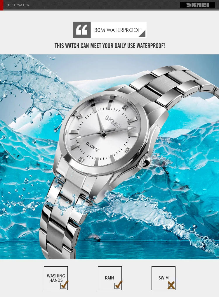 SKMEI 1620 Simple Quartz Girl Wristwatches Stainless Steel Lady Hour Ladies Luxury Watch for Women Waterproof 1390 Reloj Mujer