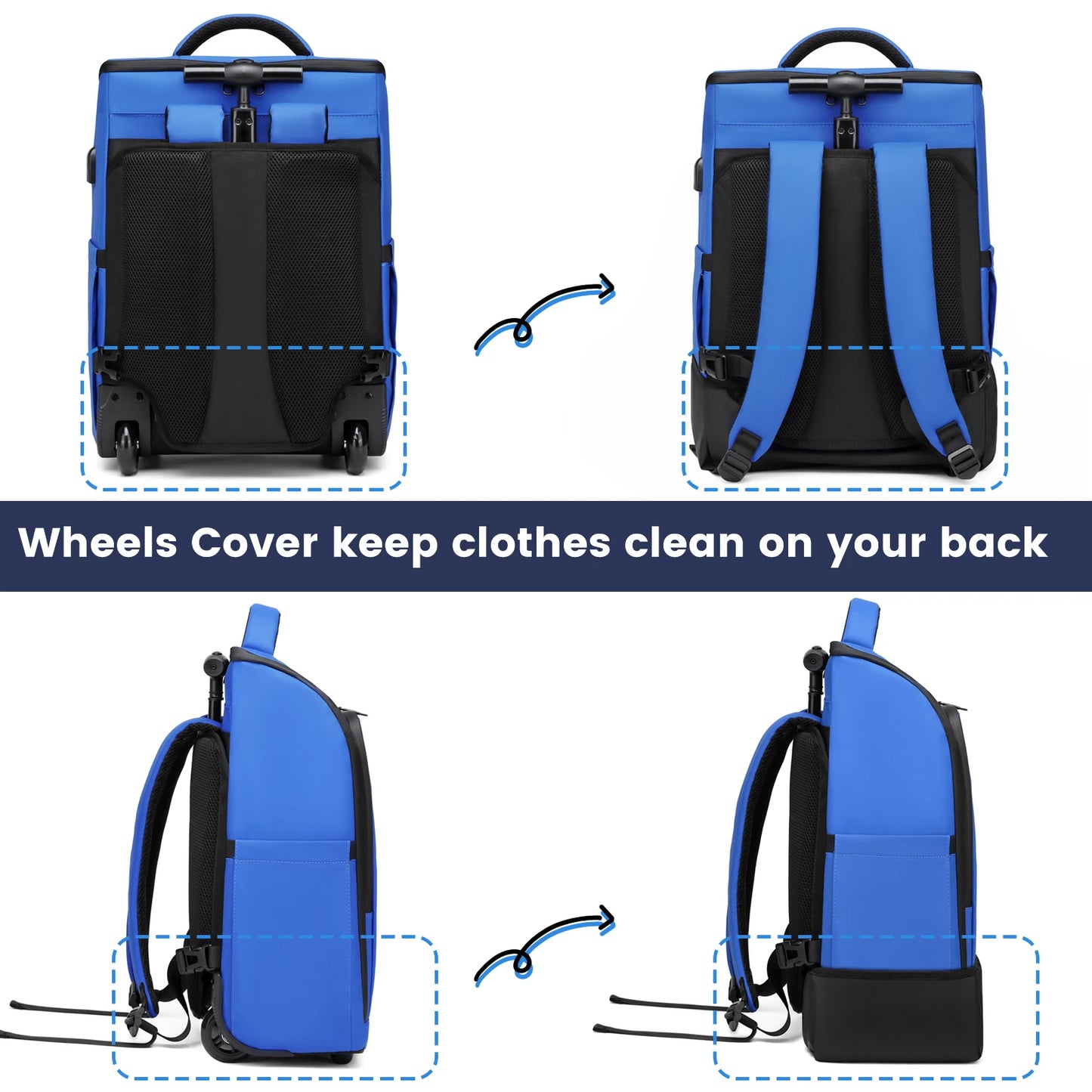 Business Rolling Luggage Backpack Waterproof Backpack with Wheels Travel Trolley Bags Carry on Luggage Bags Cabin Carry on Bag