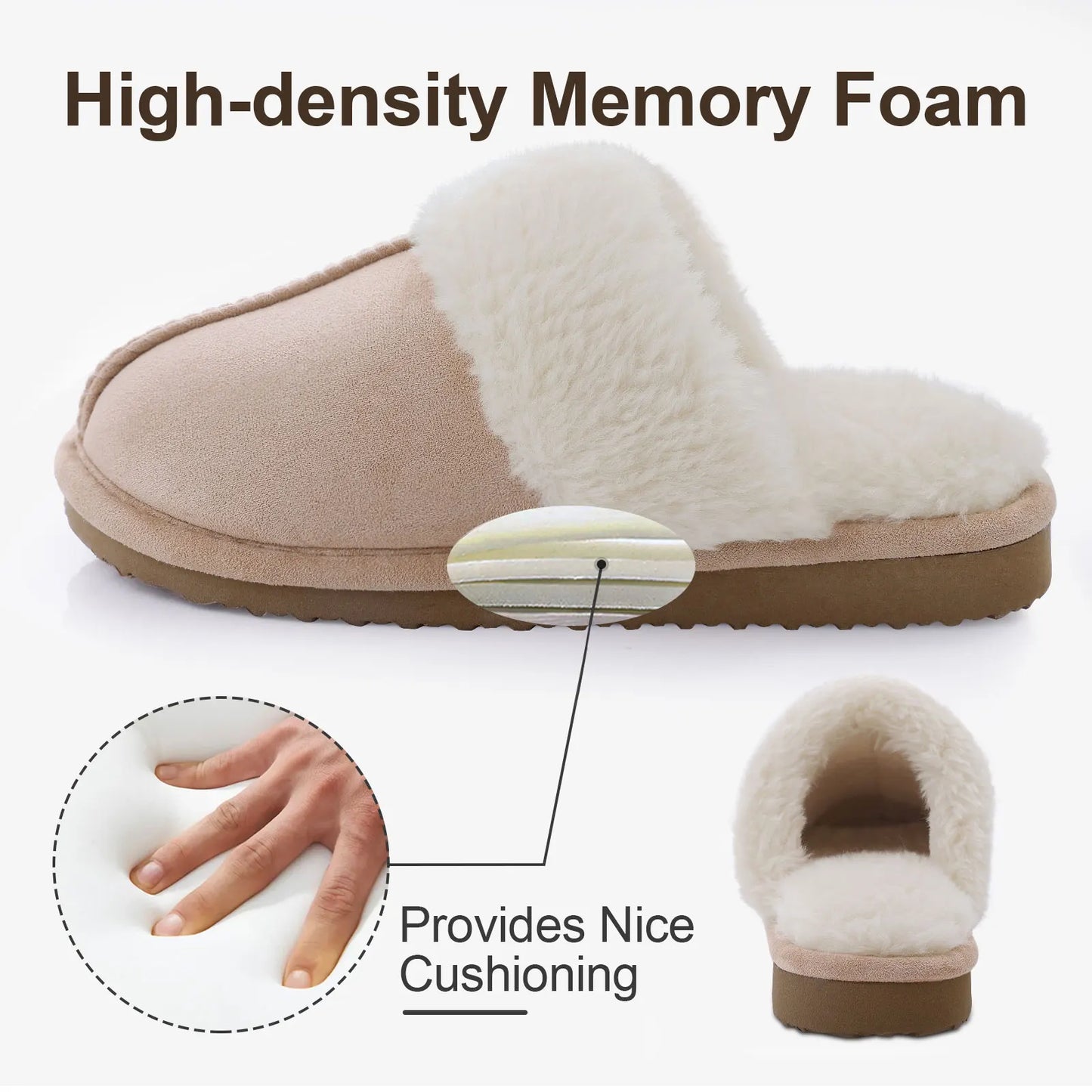 Litfun Faux Fur House Plush Slippers Fluffy Winter Slippers For Women Furry Fuzzy Home Shoes Women Warm Comfy Mute Flats Slides