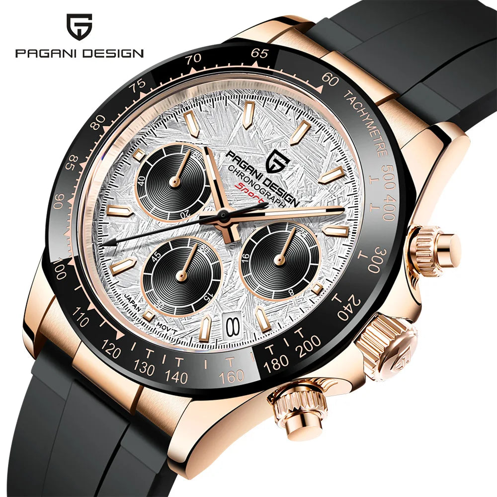 Original New PAGANI DESIGN PD-1664 Luxury Japan VK63 Movt Quartz Wristwatches Sapphire Waterproof Chronograph Gold Reloj Hombre