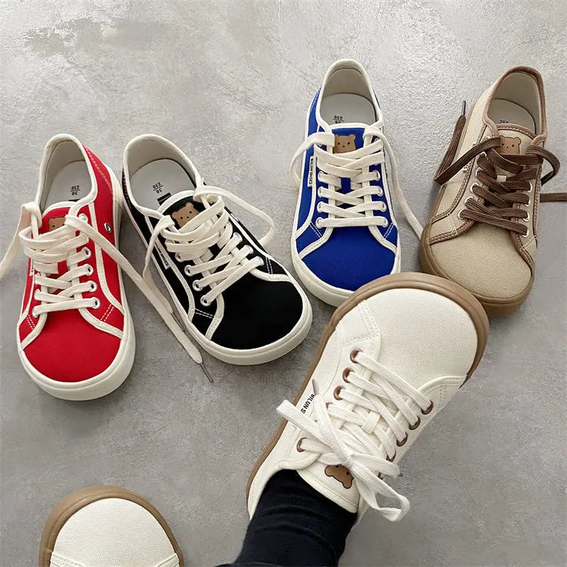 Summer Student Girl Canvas Shoe 2024 Breathable Thin Section Thick Bottom Casual Sneakers Fashion Versatile Women Shoes Sneakers