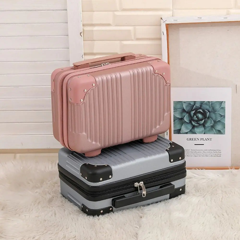 Portable Mini Travel Suitcase Cosmetic Box Large Capacity Hand Luggage Organizer Makeup Case Gift Bag Small Boarding Case 14inch