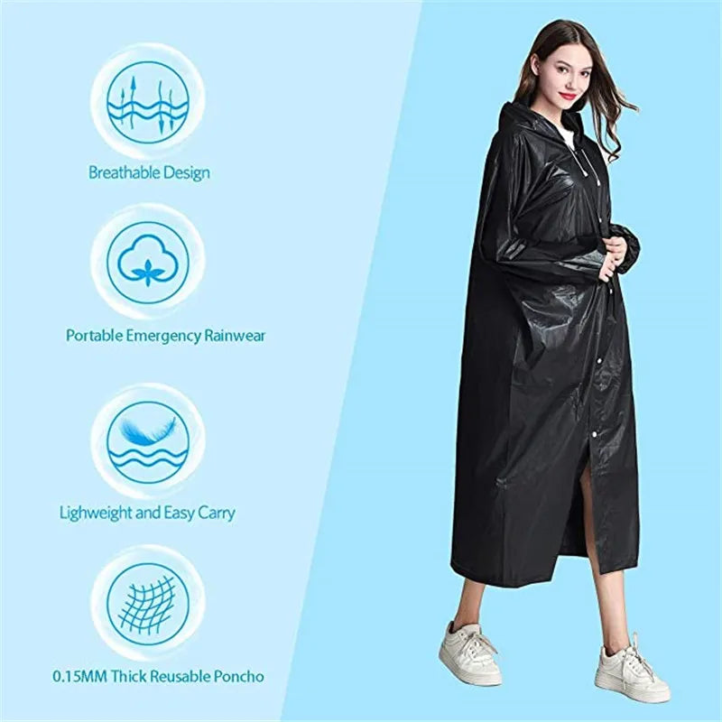 EVA Long Raincoat Unisex Male Women Rain Coats Poncho Suit Jacket Tourist Bike Ladies Running Hooded Hiking Rainwears Waterproof