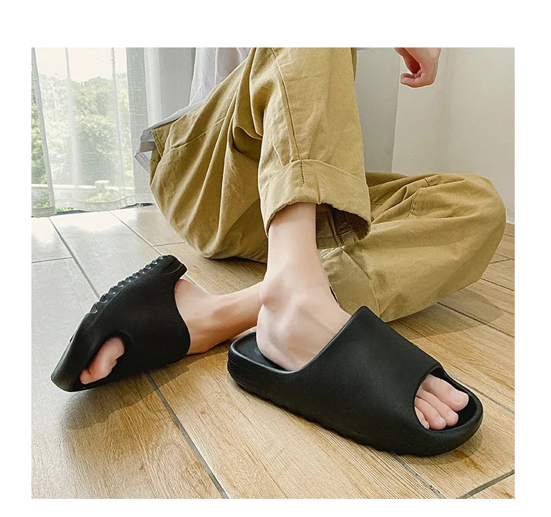 Cute High EVA Soft Thick Soled Slippers Women's Summer Fashion Wear Slippers Home Home Sandals Men's Beach Shoes