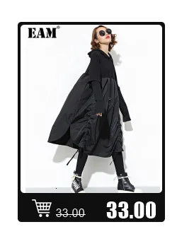 [EAM] Big Size Long Hooded Cotton-padded Coat Long Sleeve Loose Fit Women Parkas Fashion Tide New Autumn Winter 2024 JD1210