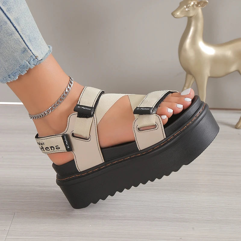 High Quality Ladies Shoes Buckle Strap Women's Sandals Party Sandals Women Round Toe Shoe Female Platform Sandal shark sandals