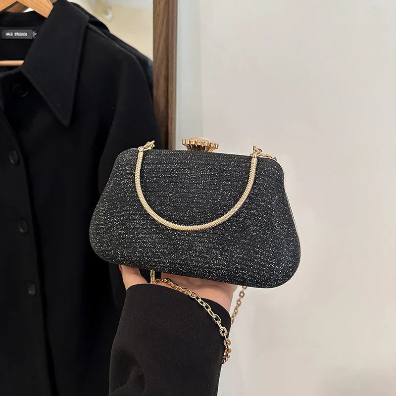 Luxury High Design Women Evening Bag Brand Party Banquet Glitter Bag For Ladies Wedding Clutch Handbag Shoulder Bag Chain Bolsas