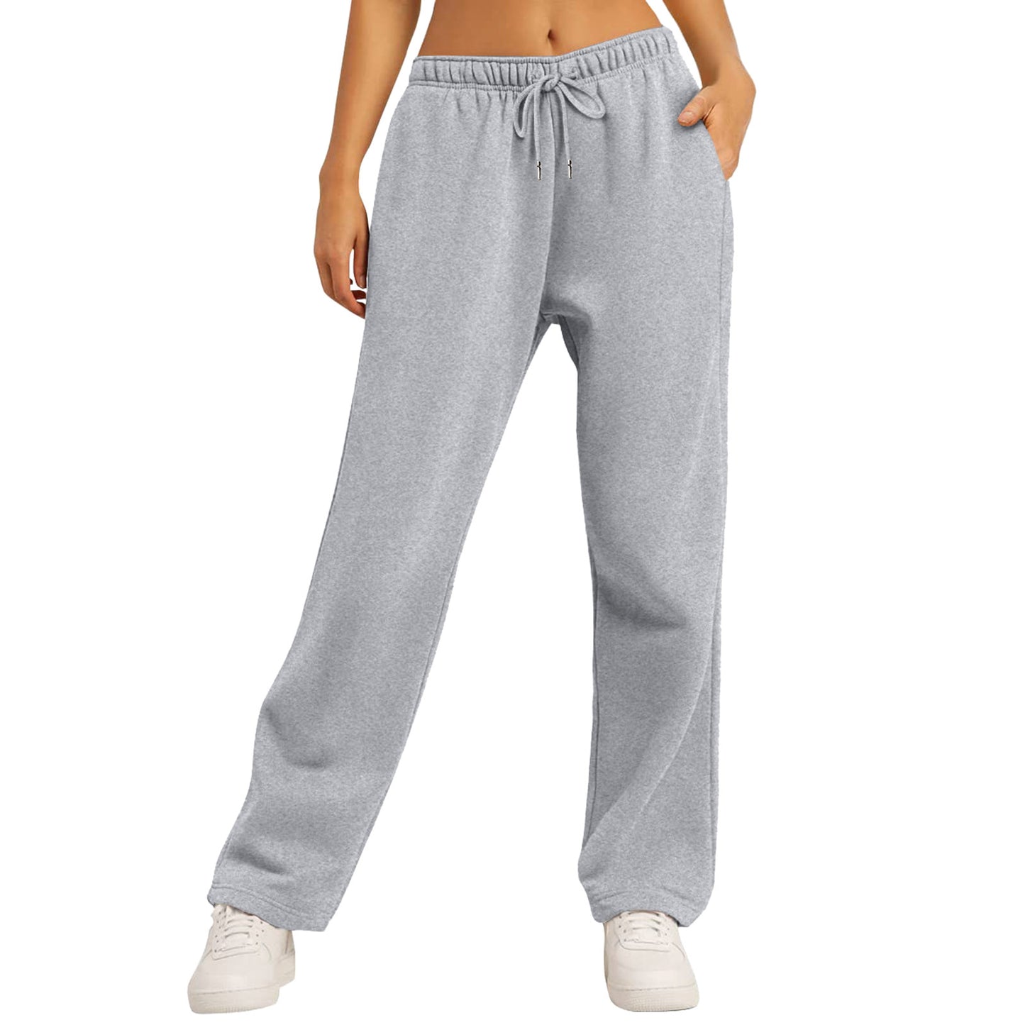 Wide Leg Pants For Women’S Fleece Lined Sweatpants Straight Pants Bottom All-Math Plain Fitness Joggers Pants Travel Basic