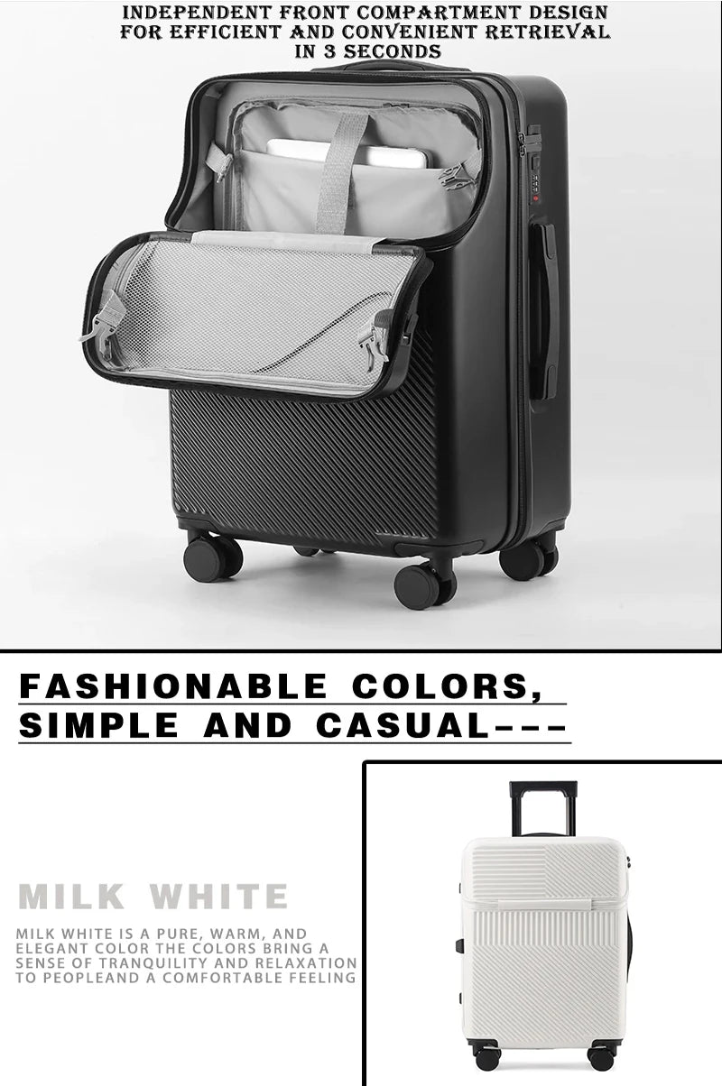 Suitcase Luggage Stylish Business Suitcase with Cup Holder Compact 20-inch Lightweight Carry-on