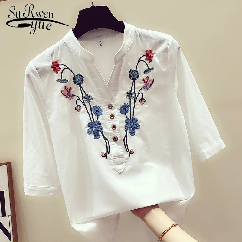 New Spring Fashion Chiffon Women Shirt Blouse Short Sleeve Women's Loose Clothing Loose Bow Neck Women's Tops Blusas D560 50