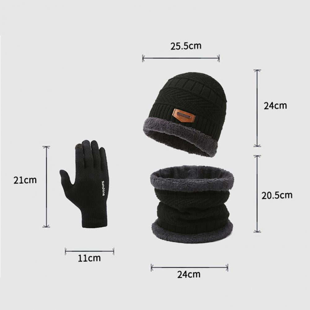 Windproof Hat Scarf Glove Set Cozy Winter Accessories Set Knitted Hat Scarf Gloves for Men Soft Warm Windproof Outdoor Cycling