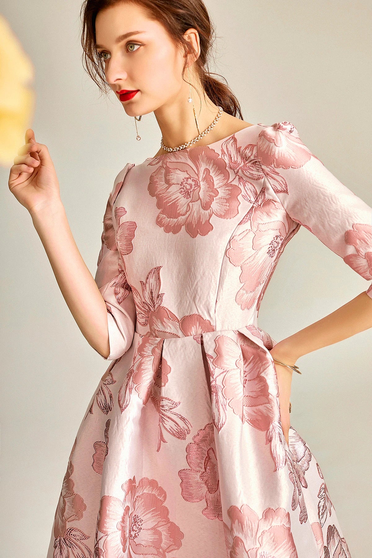 Elegant Luxury Jacquard Dress for Women 2024 New Arrival Evening Boho Floral Fashion Clothing Vintage Ladies Party Vestidos