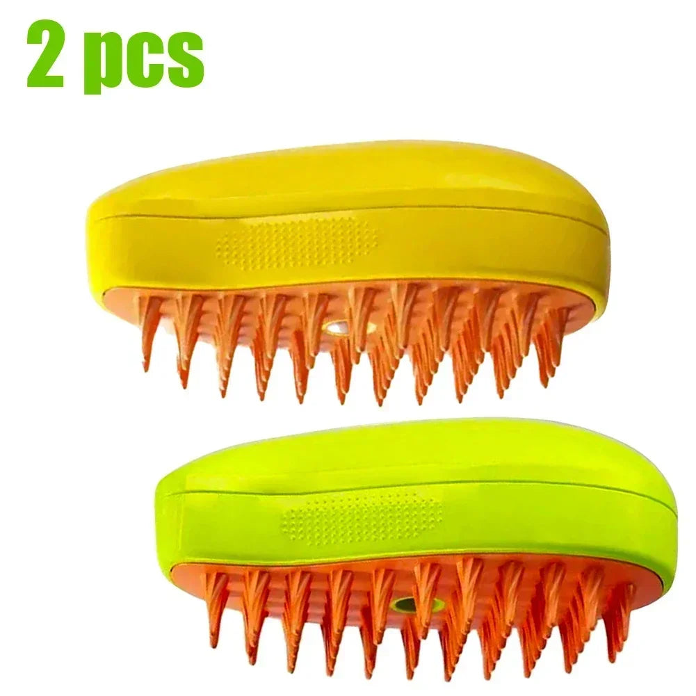2PC mixed Mango Steam Pet Brush 3-in-1 Grooming Comb for Dogs & Cats – Spray Massage Brush for Tangled & Loose Hair Removal (1–2pcs)