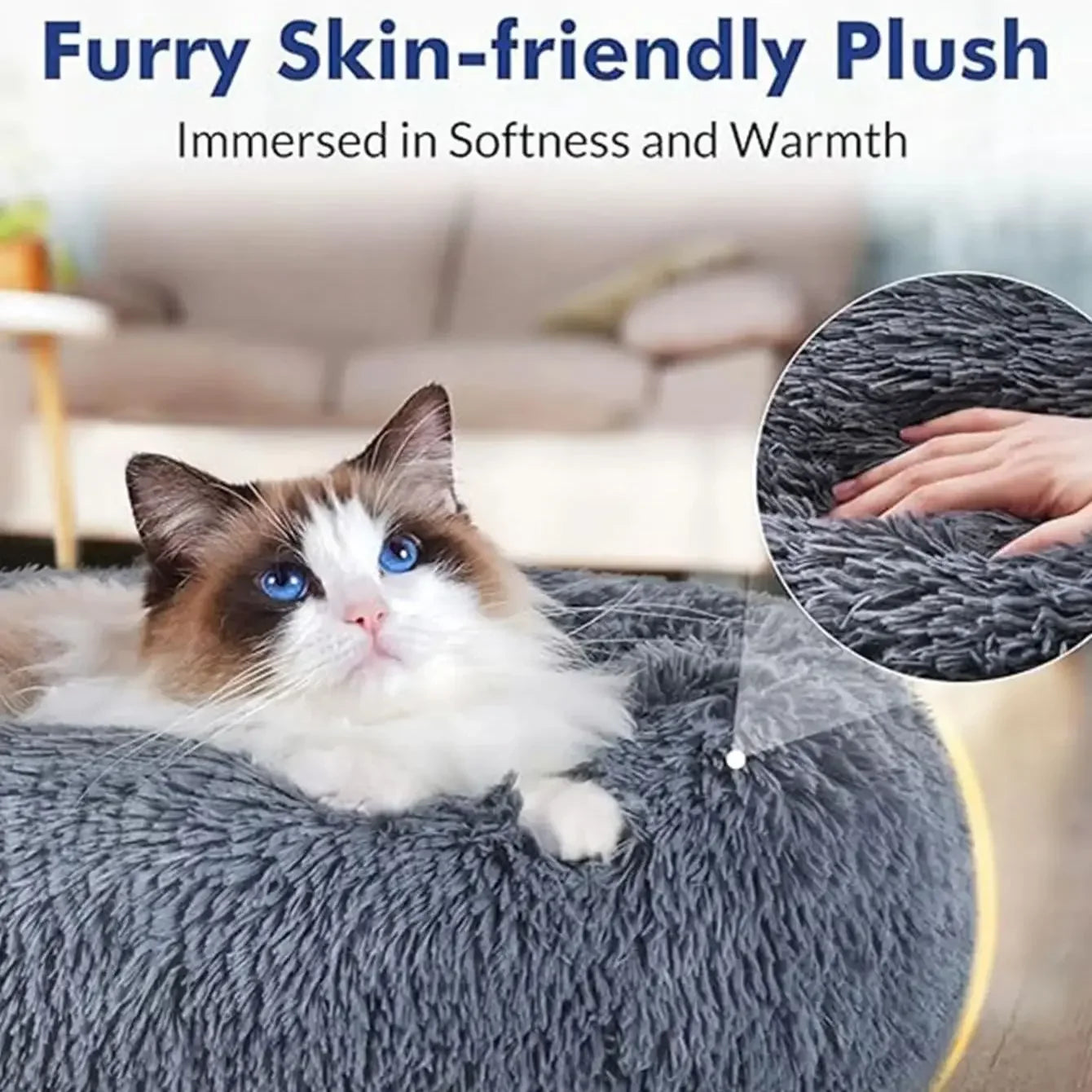 Round Plush Pet Bed – 6 Sizes (40–90 cm) for Large & Medium Dogs, Super Soft Cat Bed, Winter Warm Dog House