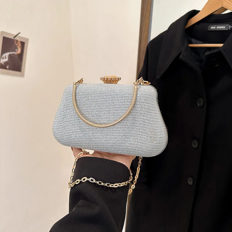 Luxury High Design Women Evening Bag Brand Party Banquet Glitter Bag For Ladies Wedding Clutch Handbag Shoulder Bag Chain Bolsas