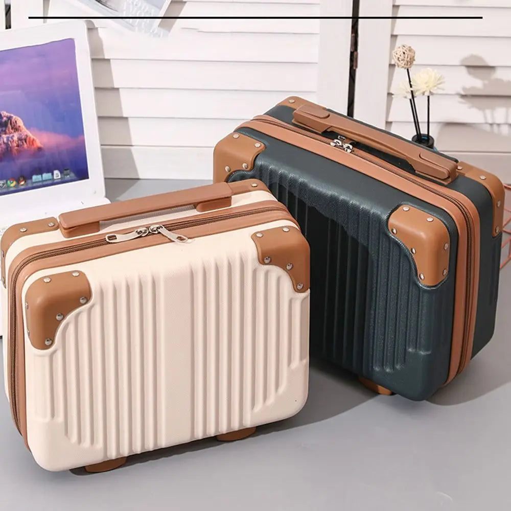 Portable Mini Travel Suitcase Cosmetic Box Large Capacity Hand Luggage Organizer Makeup Case Gift Bag Small Boarding Case 14inch