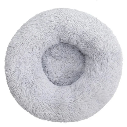 Light Gray Blue Round Plush Pet Bed – 6 Sizes (40–90 cm) for Large & Medium Dogs, Super Soft Cat Bed, Winter Warm Dog House