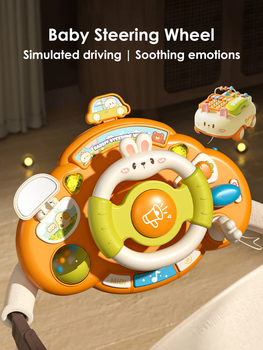 1pc Baby Steering Wheel – Educational Simulated Driving Toy with Music & Lights