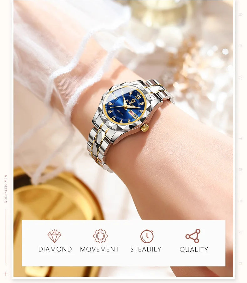 BINBONG New Women Watches Luxury Fashion Ladies Quartz Watch Waterproof Luminous Date Stainless Stain Wristwatch Girlfriend Gift