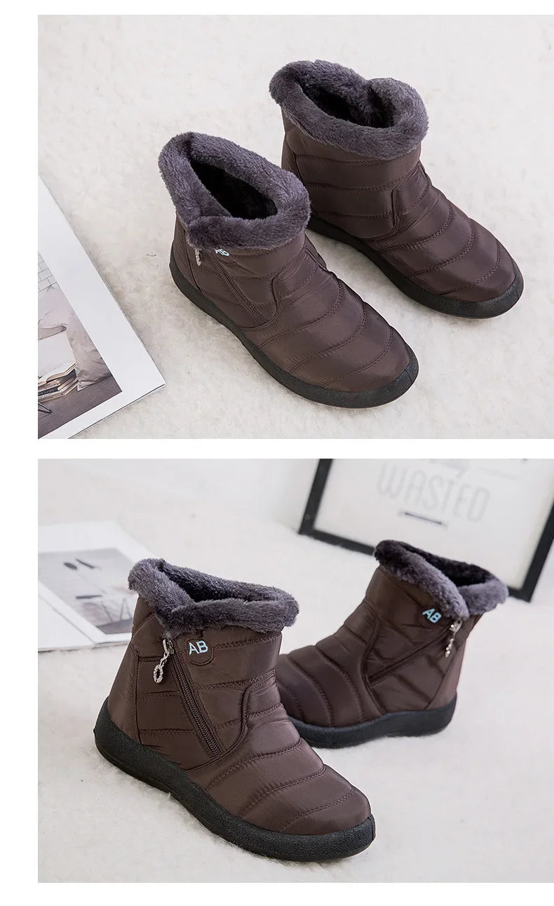 Women Boots Snow Keep Warm Shoes Woman Waterproof Platform Boots Zipper Boots Ladies Flat Fashion Botas Mujer Winter Boot Female