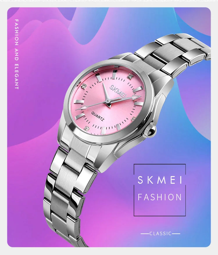 SKMEI 1620 Simple Quartz Girl Wristwatches Stainless Steel Lady Hour Ladies Luxury Watch for Women Waterproof 1390 Reloj Mujer