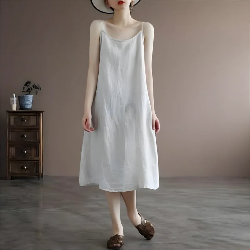 Spring Summer Solid White Dresses For Women 2023 Sleeveless Cotton Elegant Female Dress Loose Casual Sexy Fashion Girl Clothing