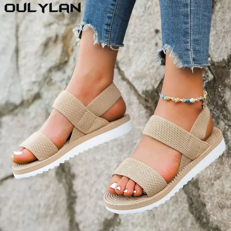 Comfortable Matching Black Shoelace Flat Sandals Women's Fashion Sandals Anti slip and Wear-resistant Soft Sole Sandals