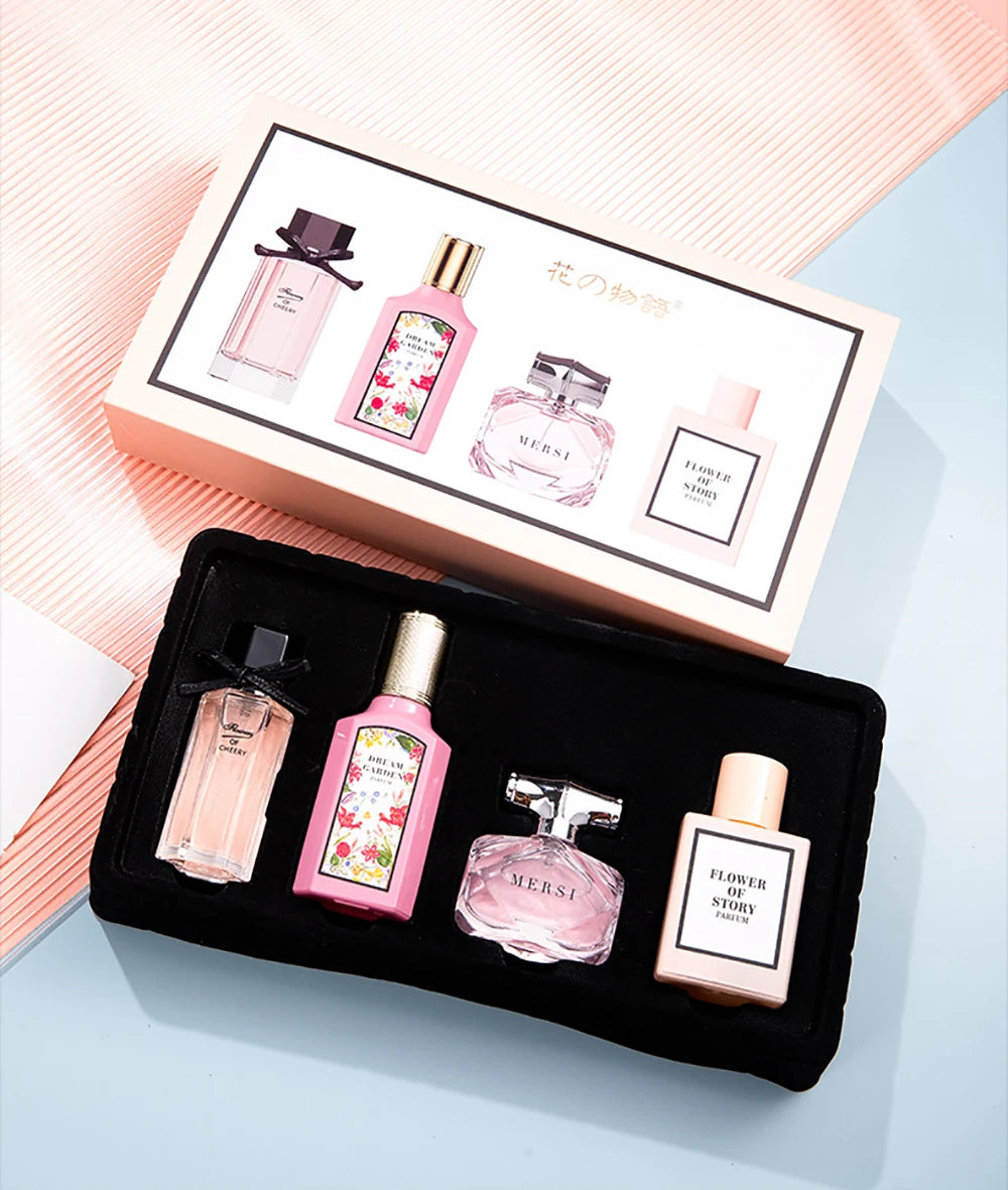 Floral Scent Gift Box 110ml Four Piece Set Women Perfume Pheromone Eau De Parfum Men Cologne Perfumes De Mujer Lasting Fragrance