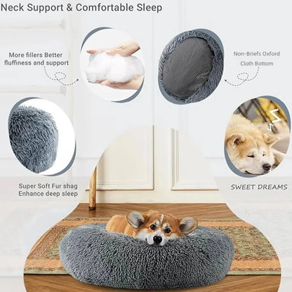 Round Plush Pet Bed – 6 Sizes (40–90 cm) for Large & Medium Dogs, Super Soft Cat Bed, Winter Warm Dog House