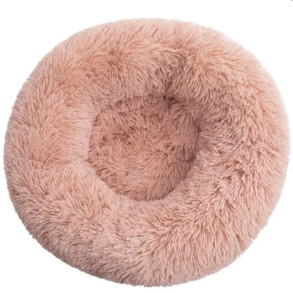 Dusty Pink Round Plush Pet Bed – 6 Sizes (40–90 cm) for Large & Medium Dogs, Super Soft Cat Bed, Winter Warm Dog House