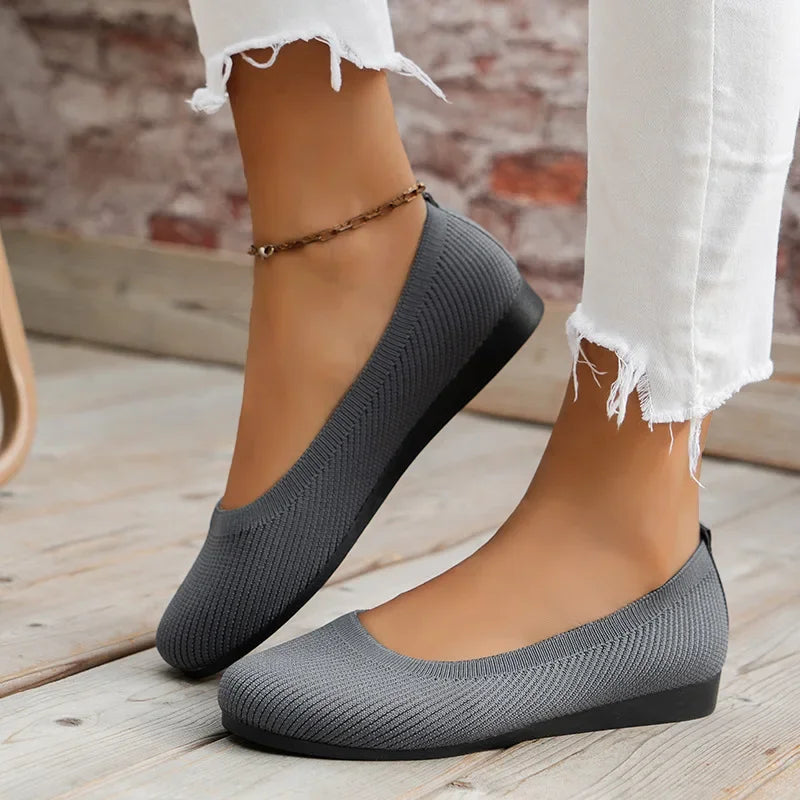 Elastic Knitting Flats Slip on Shoes for Women  Summer Breathable Soft Loafers Woman Lightweight Casual Shoes Mom Moccasins