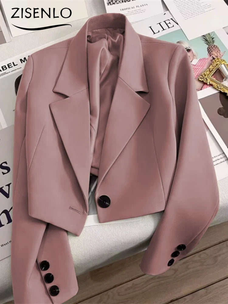 Blazer Woman Spring New Solid Color Temperament Suit Jacket Fashion Trend Suit Elegant Outerwears Korean Reviews Many Clothes