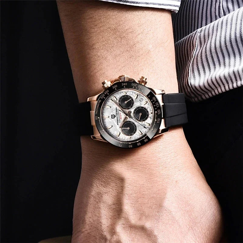 Original New PAGANI DESIGN PD-1664 Luxury Japan VK63 Movt Quartz Wristwatches Sapphire Waterproof Chronograph Gold Reloj Hombre