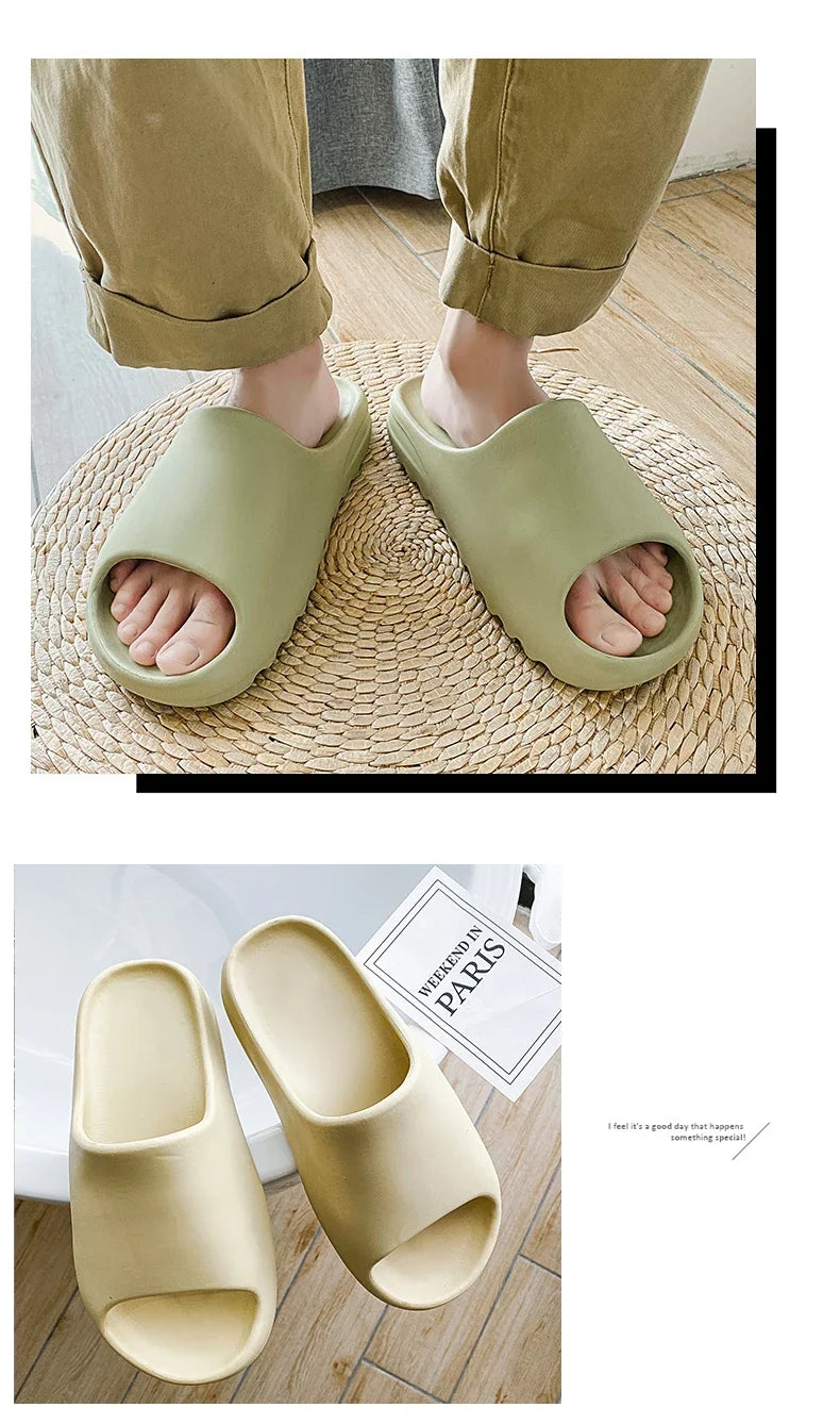 Cute High EVA Soft Thick Soled Slippers Women's Summer Fashion Wear Slippers Home Home Sandals Men's Beach Shoes