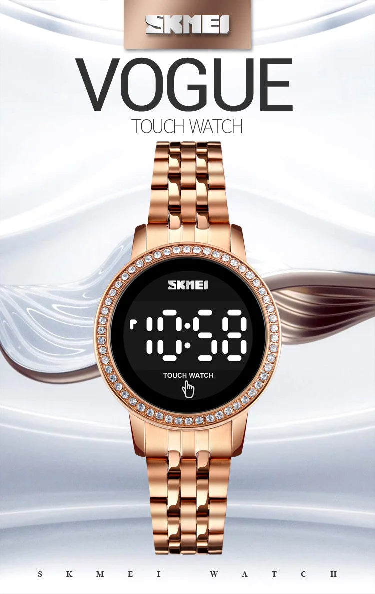 SKMEI 1669 Simple Date Time Watches For Female reloj mujer Digital LED Touch Women Watch Diamond Waterproof Ladies Wristwatches