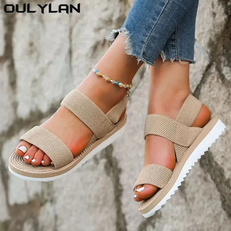 Comfortable Matching Black Shoelace Flat Sandals Women's Fashion Sandals Anti slip and Wear-resistant Soft Sole Sandals