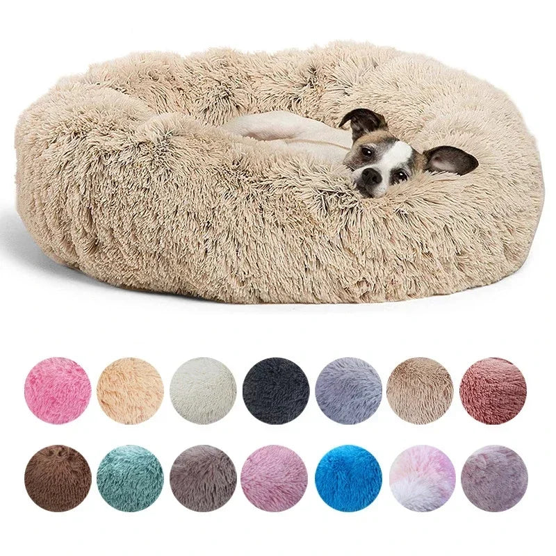Round Plush Pet Bed – 6 Sizes (40–90 cm) for Large & Medium Dogs, Super Soft Cat Bed, Winter Warm Dog House